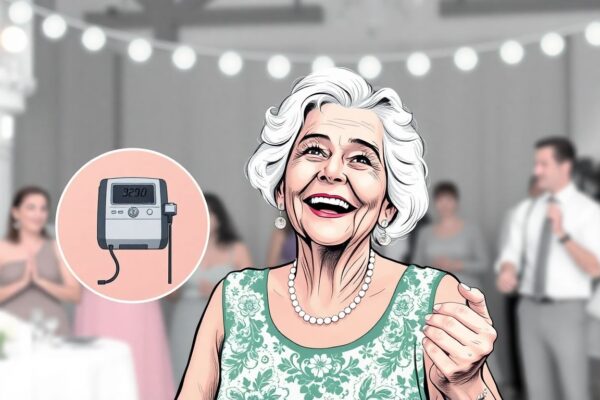 How a 68-Year-Old Grandmother Reversed 12 Years of COPD in 21 Days (And Finally Danced at Her Granddaughter’s Wedding) 68-year-old woman smiling while dancing at wedding, with inset image of her former oxygen tank