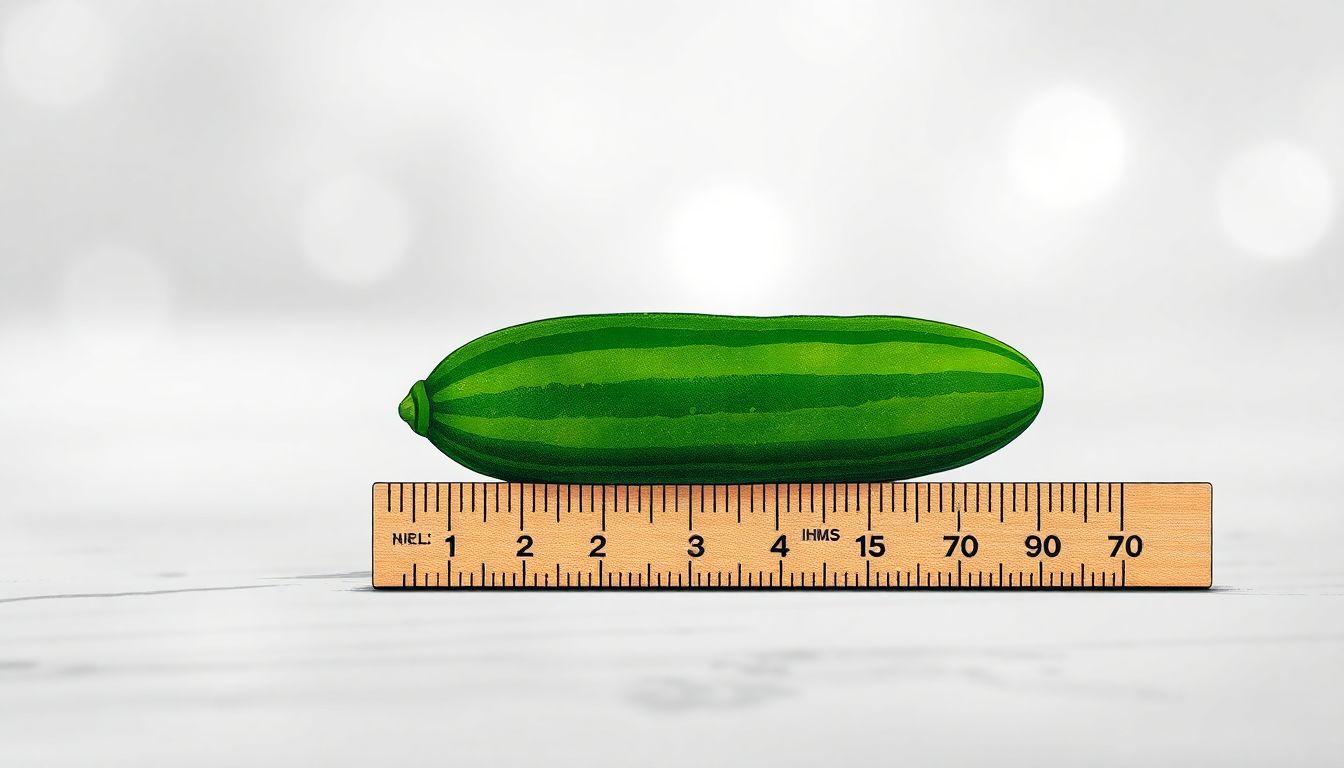 a small cucumber beside a ruler