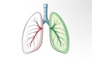 Side-by-side illustration comparing lungs clogged with thick green mucus plugs versus clear pink airways, showing the root cause of breathing problems