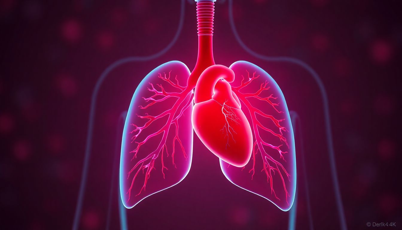 Diagram showing how oxygen moves from lungs into bloodstream through capillaries and red blood cells.