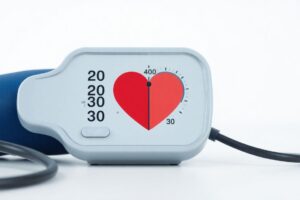 A blood pressure monitor showing high and low readings side by side, symbolizing the differences between hypertension and hypotension.