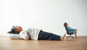 Four postural drainage positions showing how to position your body to drain mucus from different parts of the lungs using gravity.