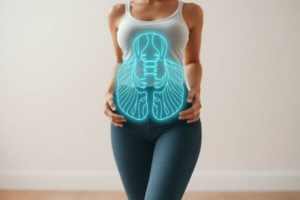 ⚖️ Why Women Experience Weight Gain with Thyroid Issues (and How to Fix It Naturally) Woman checking her weight with a glowing thyroid illustration, symbolizing weight gain caused by thyroid imbalance in women.