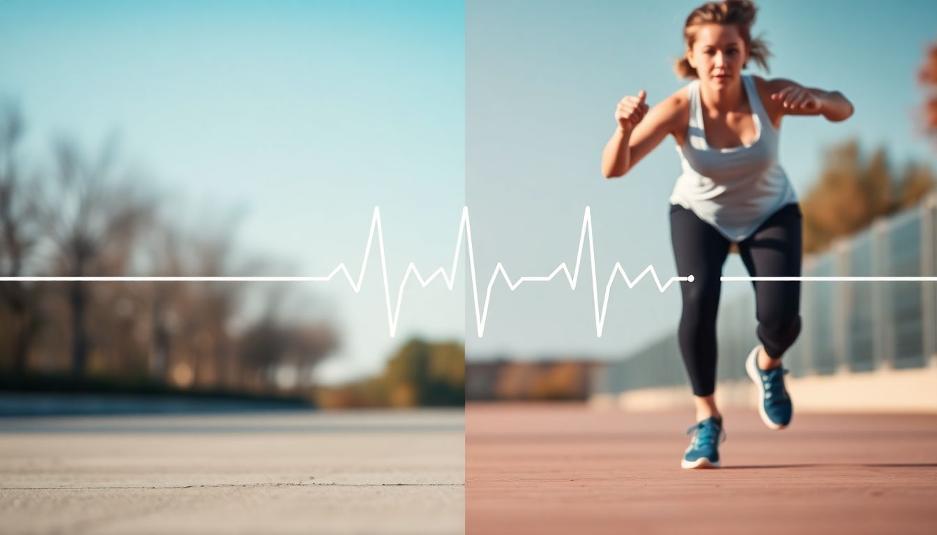 A split image showing a person walking outdoors and another performing high-intensity training, symbolizing two effective ways to support heart health and lower blood pressure.