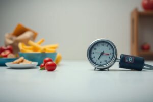 Split image showing unhealthy lifestyle causes of high blood pressure contrasted with healthy habits that naturally lower it.