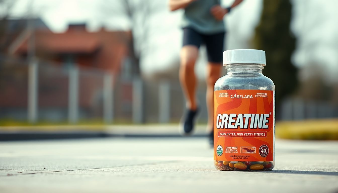 Person jogging outdoors with creatine supplement representing metabolic health