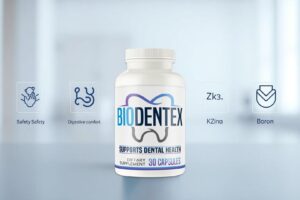 BioDentex safety infographic showing vitamins, minerals, and possible side effects.