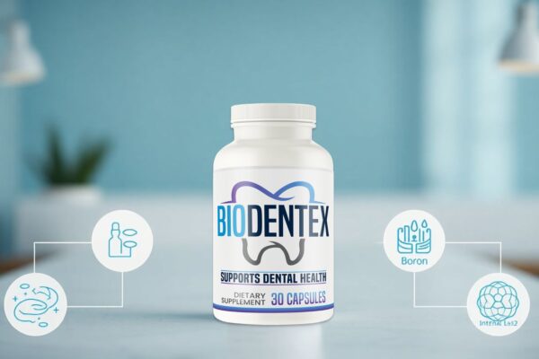 BioDentex infographic showing how systemic nutrients target toxic oral biofilm.