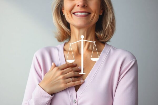 Woman understanding menopause hormonal changes and restoring balance naturally.