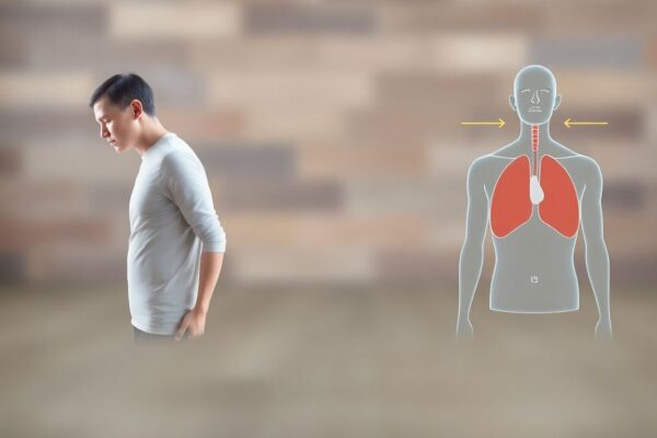 Comparison diagram showing how spinal alignment affects lung capacity and diaphragmatic breathing