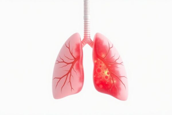Comparison diagram showing healthy lungs vs. lungs damaged by vaping with inflammation and scar tissue