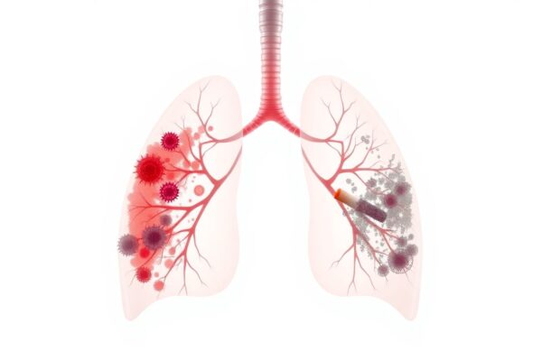 Side-by-side comparison illustration showing lung damage from vaping versus traditional smoking