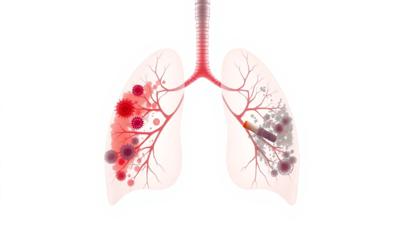 Side-by-side comparison illustration showing lung damage from vaping versus traditional smoking