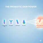 Infographic showing the four best probiotic strains for clear skin and their benefits.
