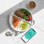 Balanced weight loss diet plan with protein, healthy fats, complex carbohydrates, and nutrition tracking