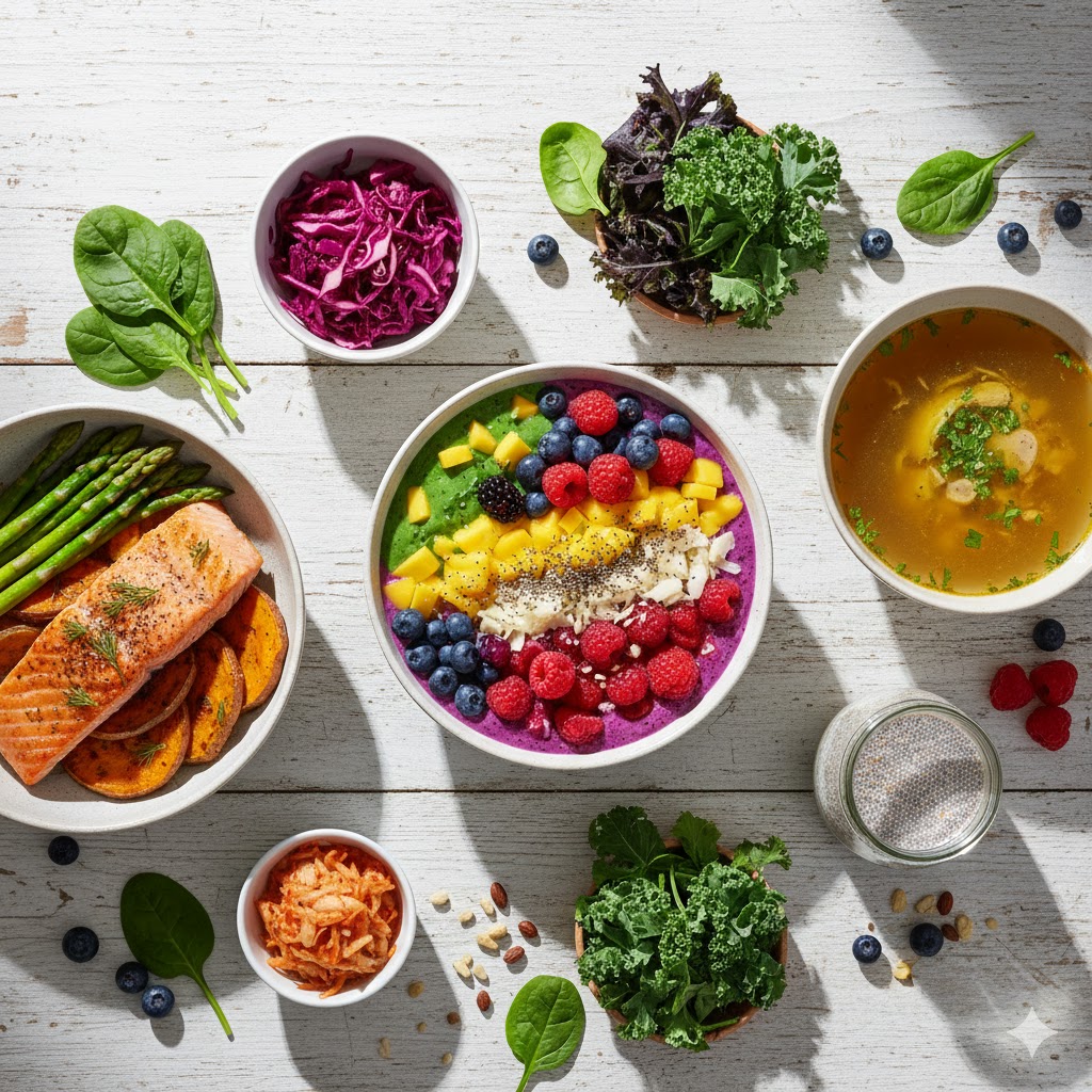 Collection of gut-skin recipes designed to balance the microbiome.