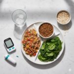 Low glycemic index foods with glucose monitor for blood sugar management