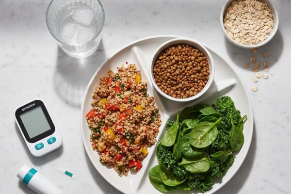 Low glycemic index foods with glucose monitor for blood sugar management