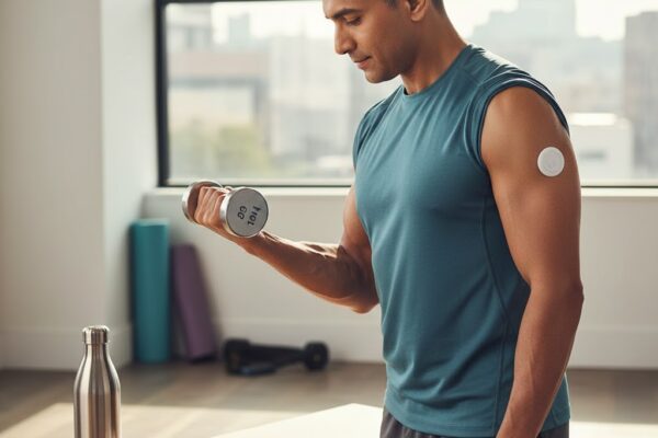 Diabetic-friendly strength training with glucose monitor and safety supplies