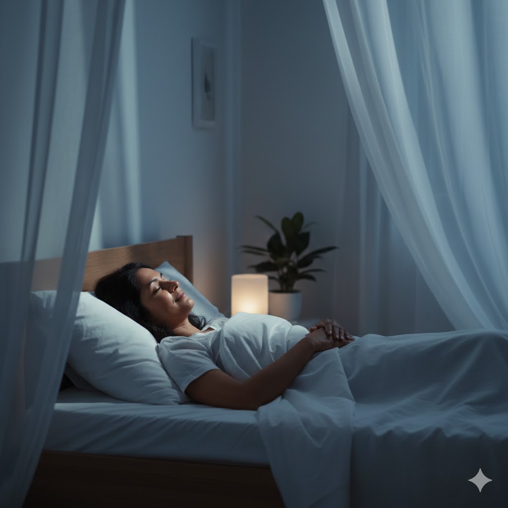 Woman sleeping peacefully during menopause