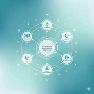 Sustainable weight loss methods including diet, exercise, lifestyle, and metabolism.