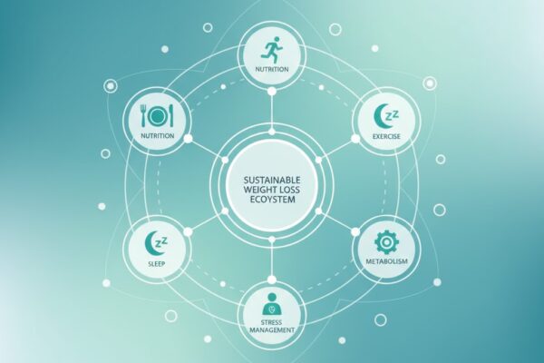 Sustainable weight loss methods including diet, exercise, lifestyle, and metabolism.