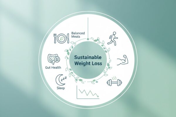 Sustainable weight loss methods including nutrition, exercise, sleep, and metabolism support