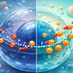 Medical illustration showing insulin resistance and impaired glucose entry into cells.