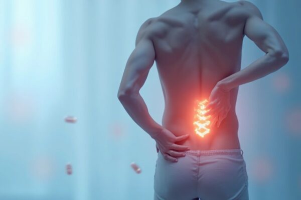Illustration showing supplements supporting chronic back pain relief