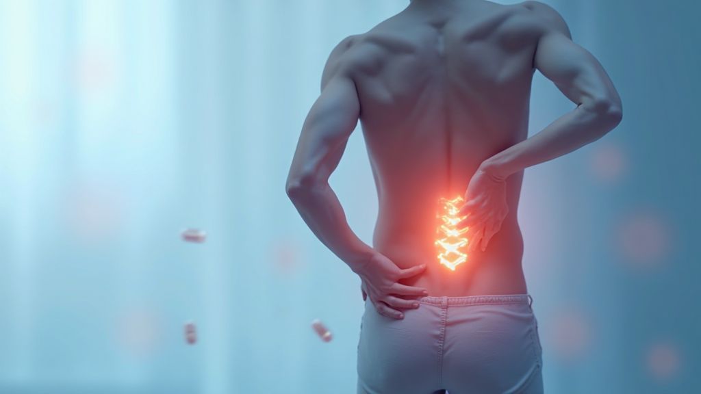 Illustration showing supplements supporting chronic back pain relief