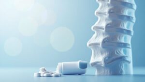 Illustration showing glucosamine and chondroitin support for spine health