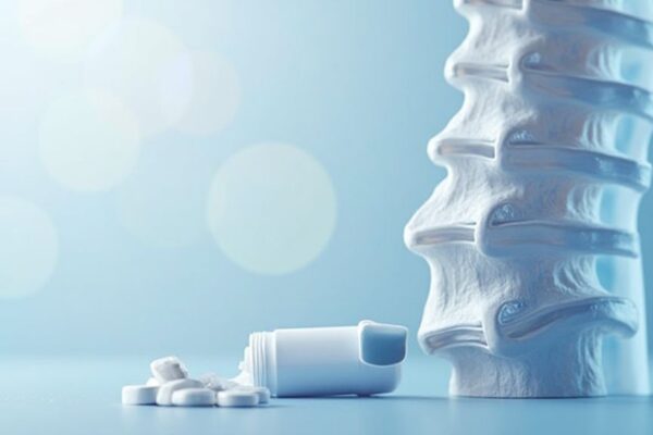 Illustration showing glucosamine and chondroitin support for spine health