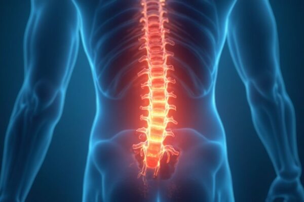Illustration showing inflammation contributing to chronic back pain