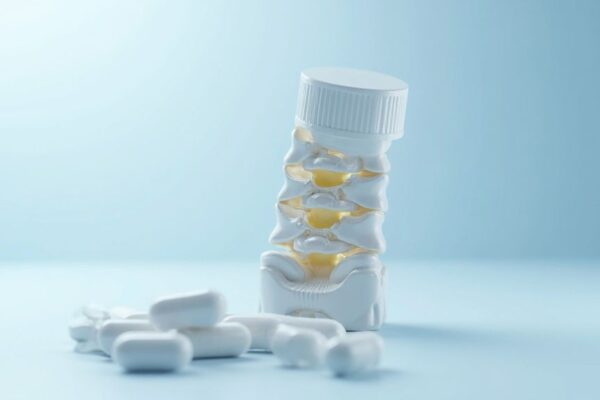 Illustration showing joint support supplements for back pain