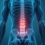 Illustration showing lower back pain and lumbar spine