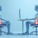 Illustration showing posture damage contributing to disc degeneration