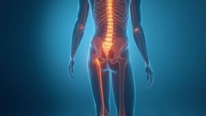 Illustration showing the sciatic nerve and pain pathway