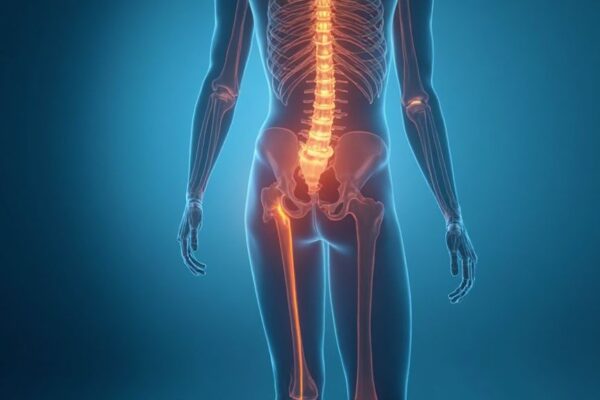 Illustration showing the sciatic nerve and pain pathway