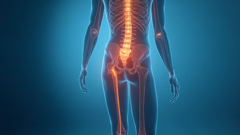 Illustration showing the sciatic nerve and pain pathway