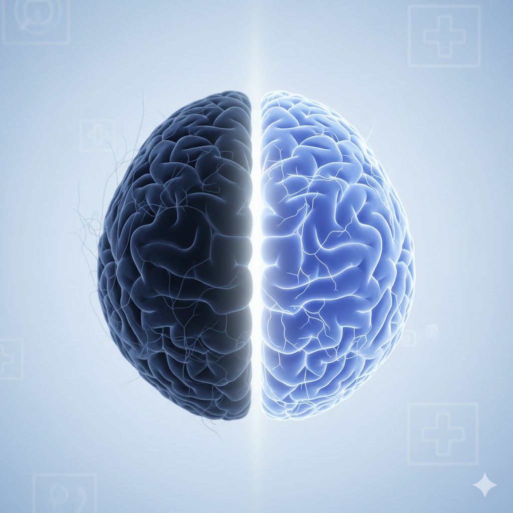 Illustration representing brain changes associated with depression