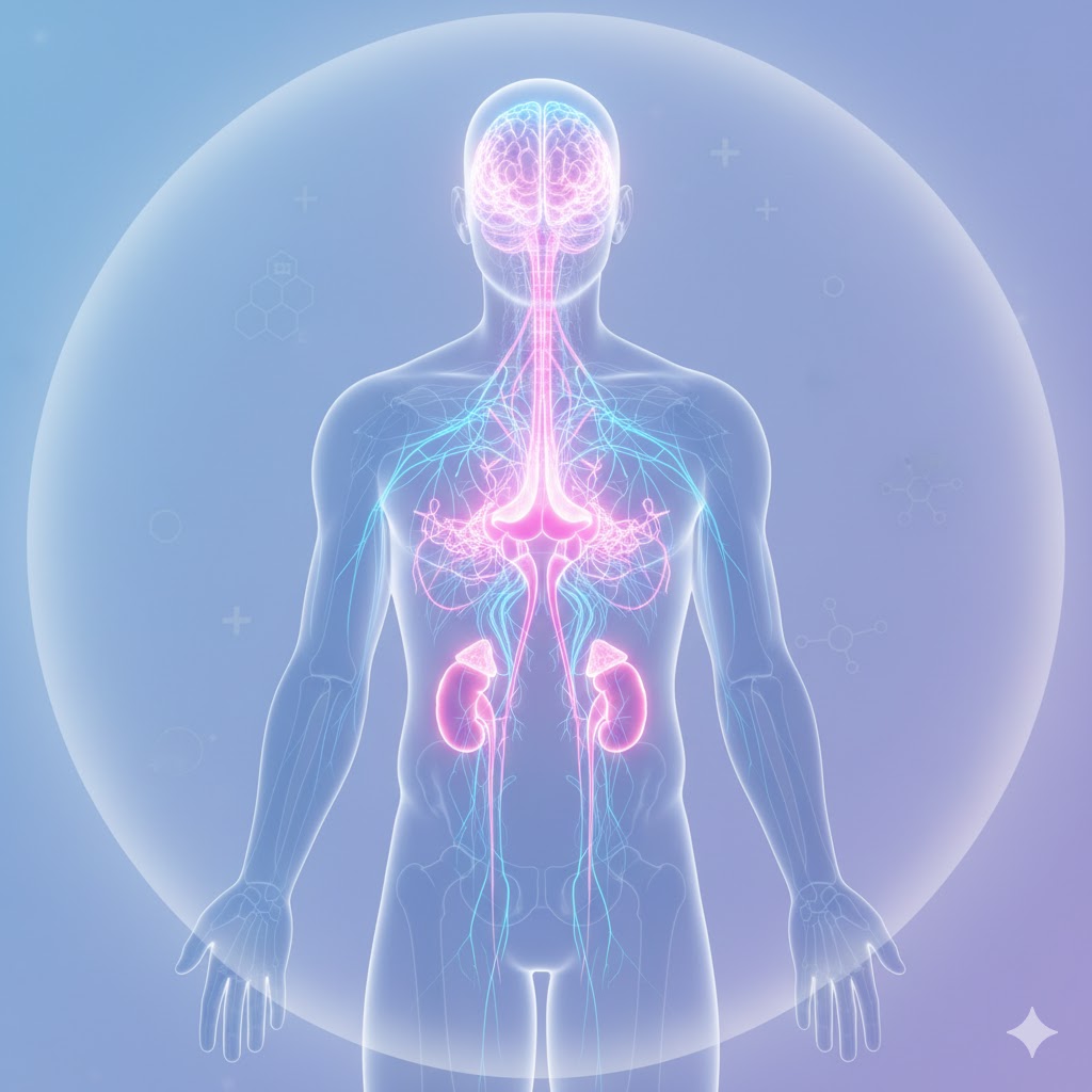 Illustration showing stress response system and cortisol activation