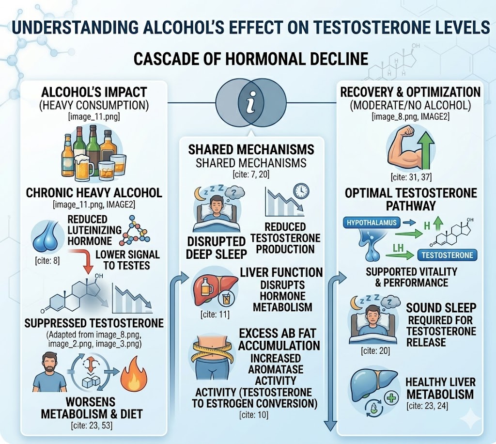 alcohol effect on testosterone infographic