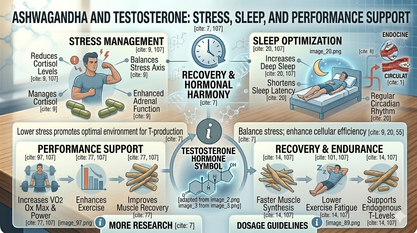 ashwagandha supplement and testosterone concept