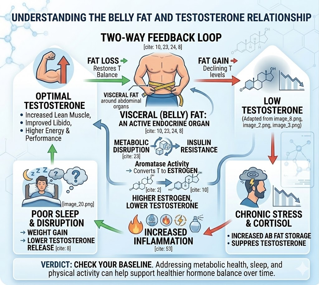 belly fat lowers testosterone infographic