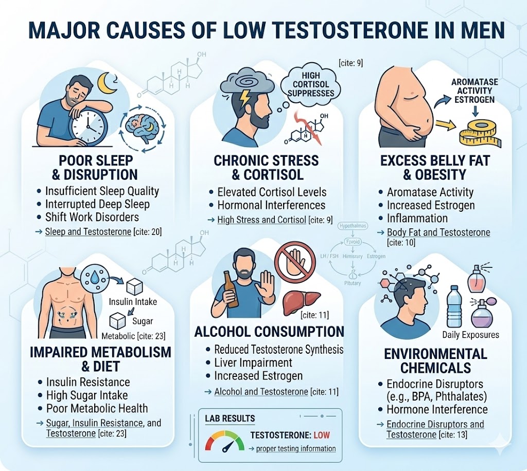causes of low testosterone infographic