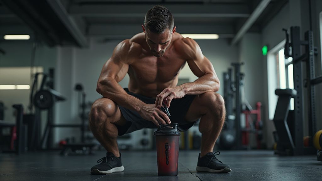 creatine supplement and testosterone fitness concept