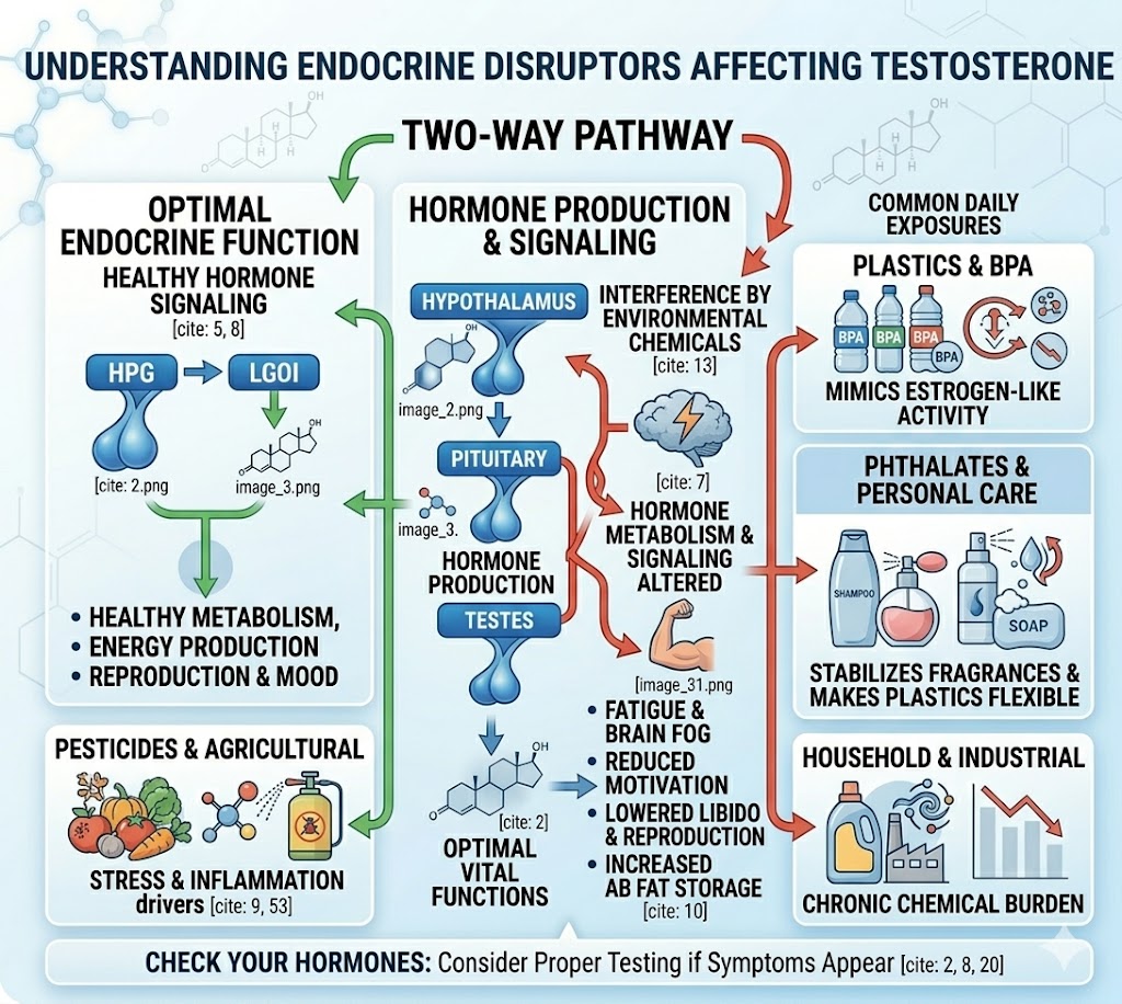 endocrine disruptors testosterone infographic