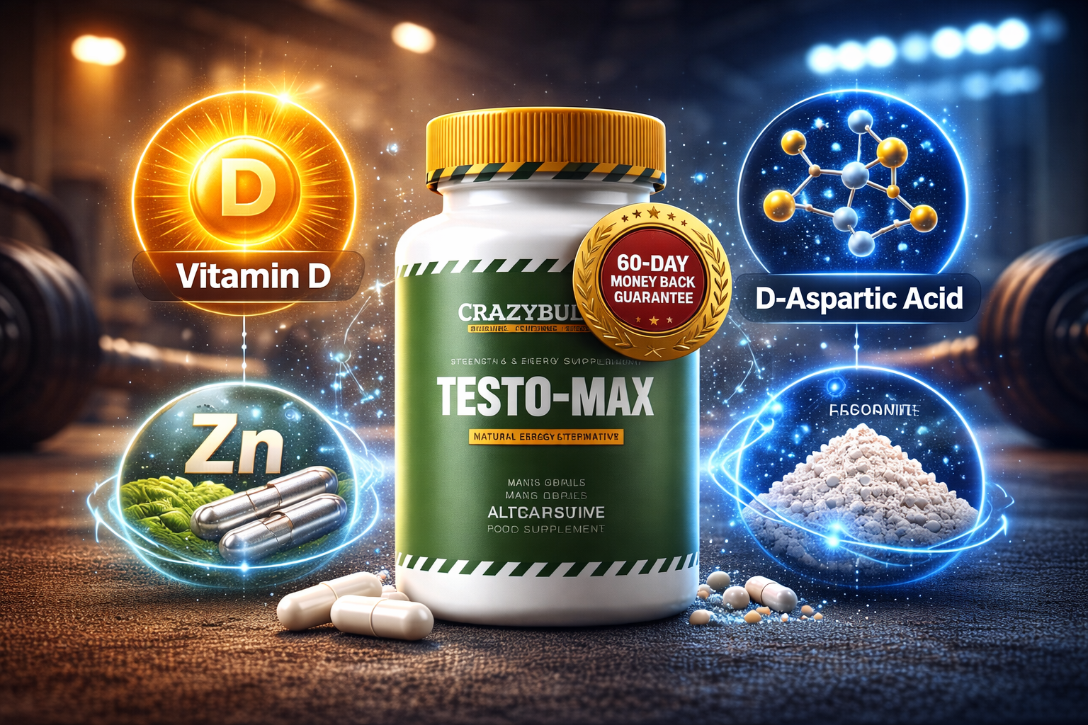 Testo-Max ingredients breakdown showing testosterone boosting nutrients