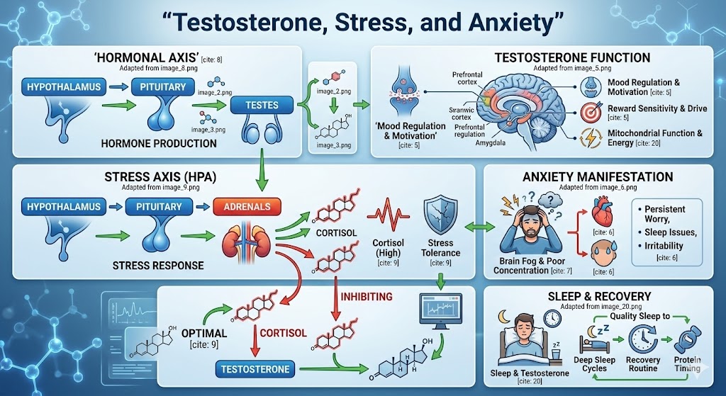 testosterone anxiety hormone infographic