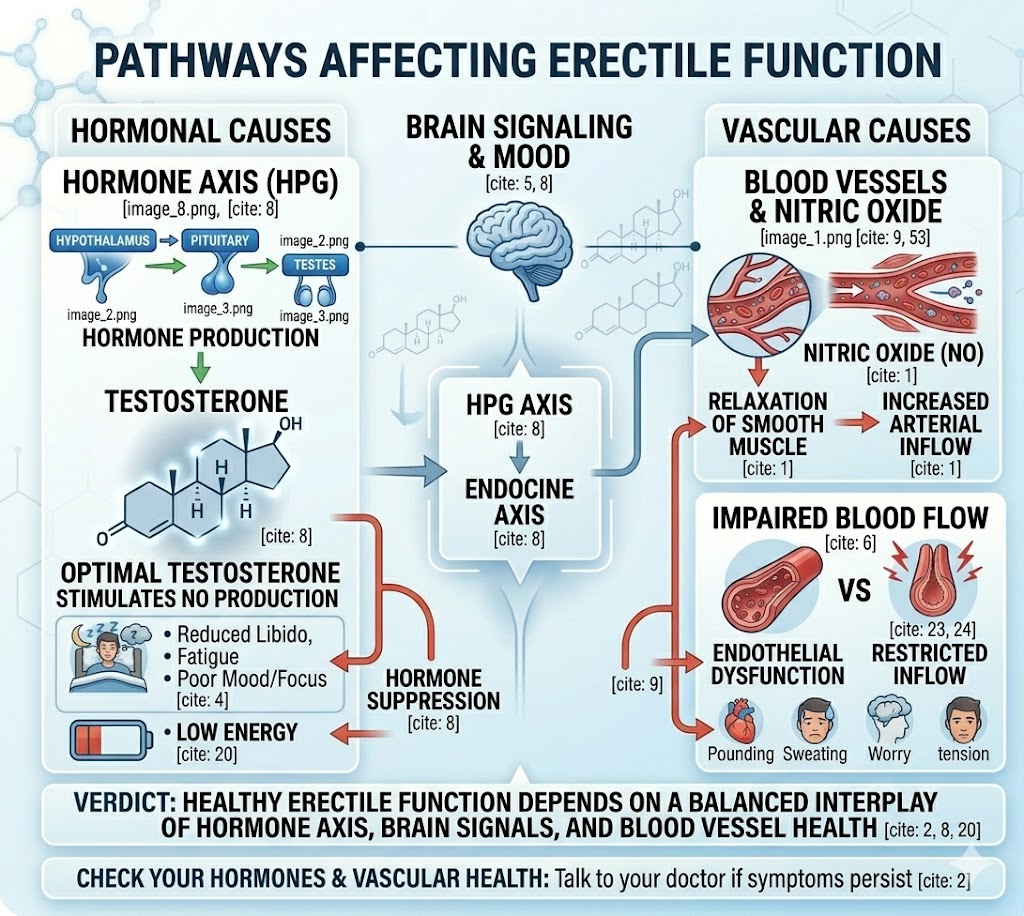 Testosterone vs vascular causes of erectile dysfunction diagram